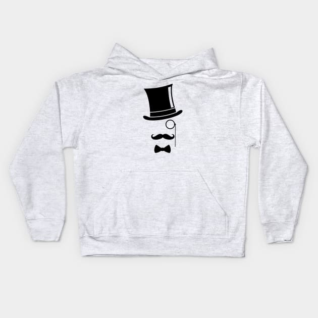 Moustache Monocle Top Hat Kids Hoodie by BigTime